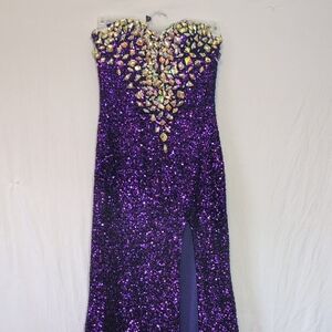 La Femme Purple Sequin Dress
